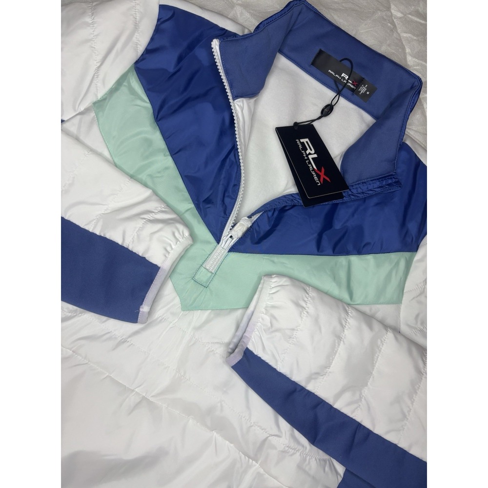 Ralph Lauren RLX Women's Quilted Hybrid Zip Jacket Medium White & Blue NWT $228‎